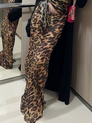 สัมเมอร์แฟชั่นใหม่เซ็กซี่ Leopard พิมพ์ Chiffon ปลาหางกระโปรงพื้น - กระโปรงยาว