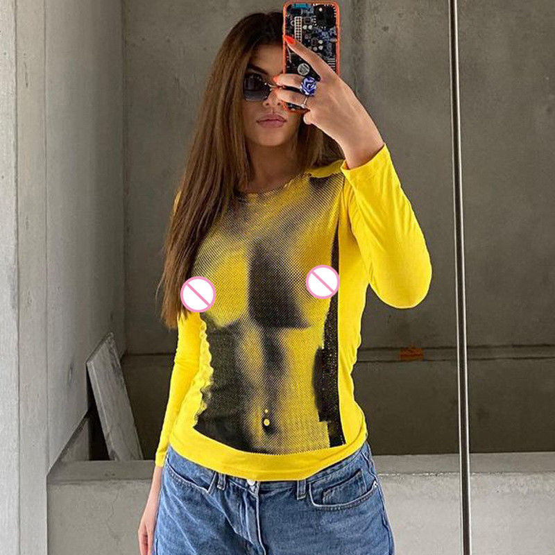 เสื้อยืดแบบดิจิตอลพิมพ์ เดคอลแฟชั่น พิมพ์ทุกคู่ เสื้อยืดแขนยาว